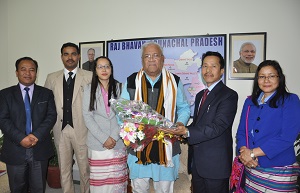 The Governor of Arunachal Pradesh Shri PB Acharya with Judicial Officers in the Gyatri Hall at Raj Bhavan Itanagar on 2nd  February� 2017.